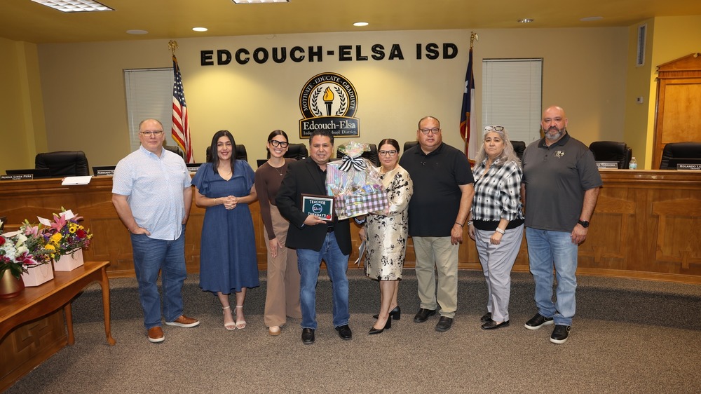 The Edcouch-Elsa ISD Board of Trustees proudly recognized Joaquin Jasso for being a recipient of the KRGV Take 5 – Teacher Tuesday honor!