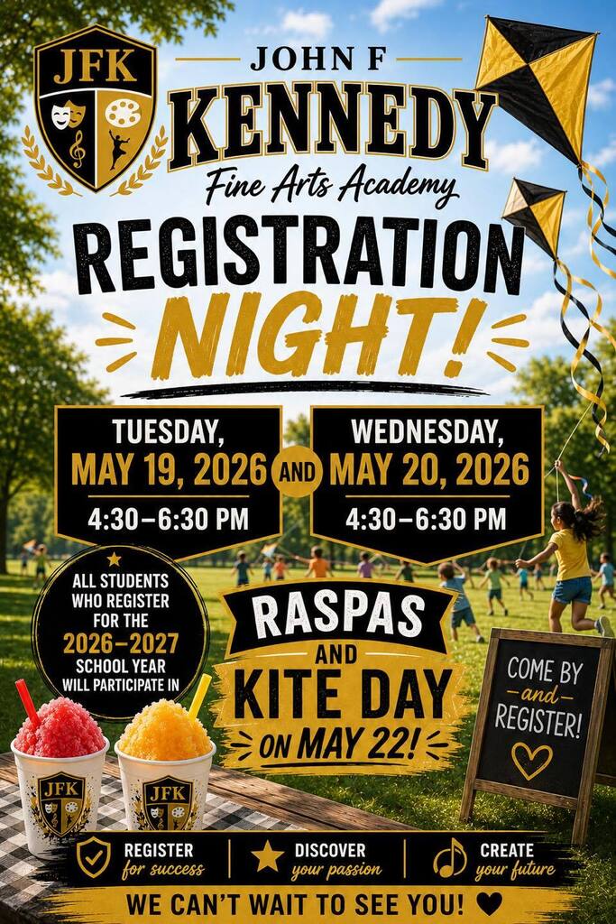 Couldn’t make it last week?  No problem! 😊  Come by on Tuesday or Wednesday from 4:30-6:30 PM to register your child for the 2026-2027 school year! 📚🚌