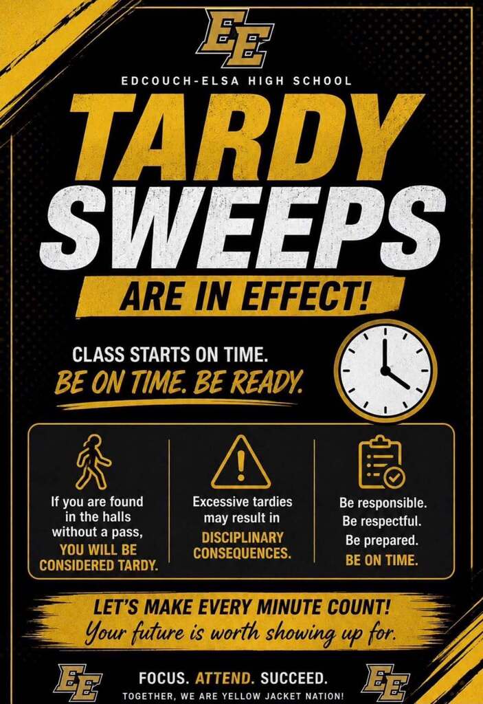 We’re encouraging our Yellow Jackets to be on time, ready to learn, and making every minute count. 🖤💛 Let’s keep those hallways moving and make every second of the school day count! 🐝💪