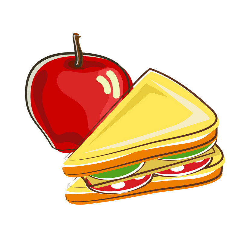 Clipart picture of half a sandwich with a red apple