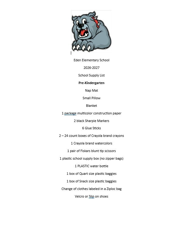 school supply list