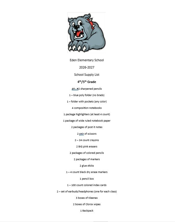 school supply list