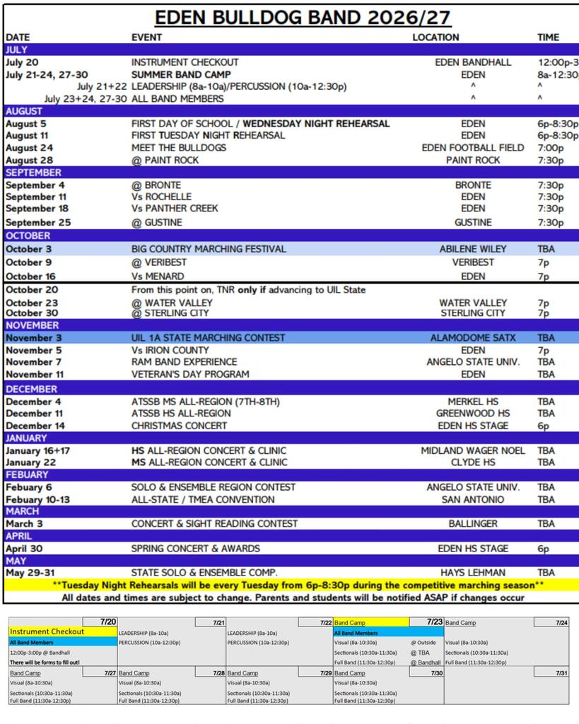 bandschedule