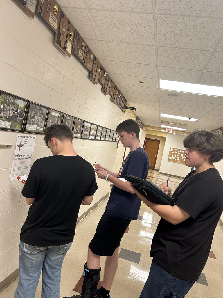 Students during a scavenger fact hunt.