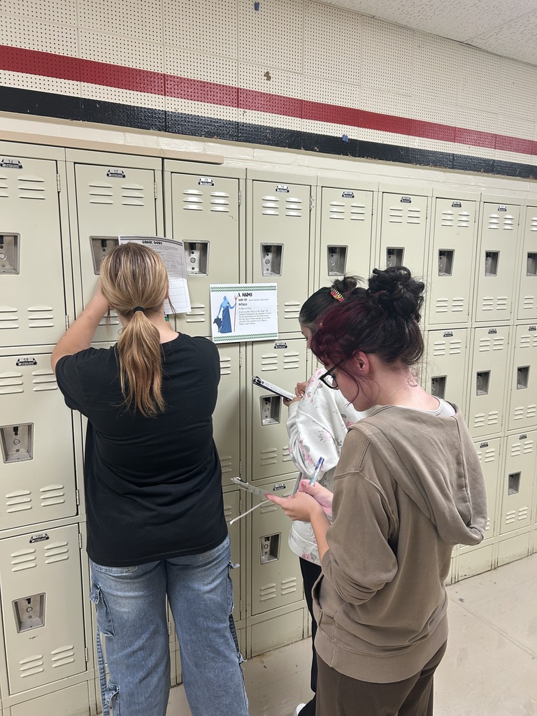 Students during a scavenger fact hunt.
