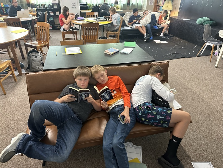 students reading