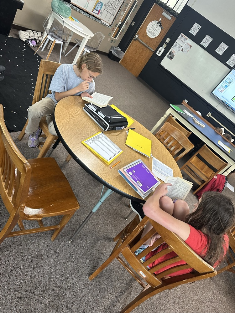 students reading