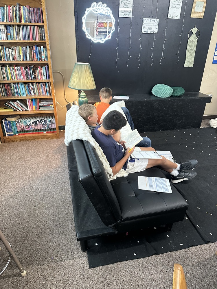 students reading