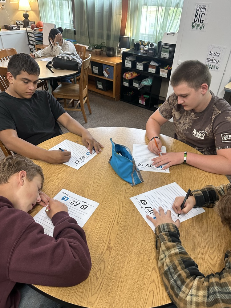 students writing