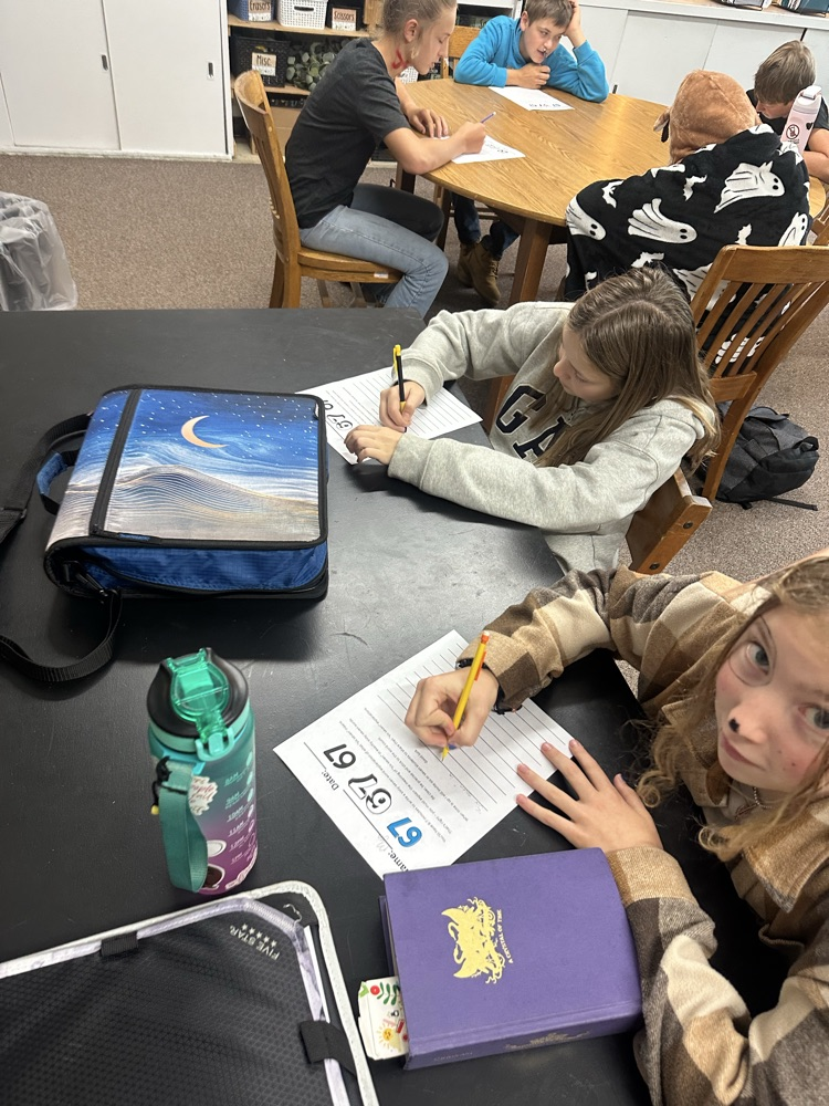 students writing