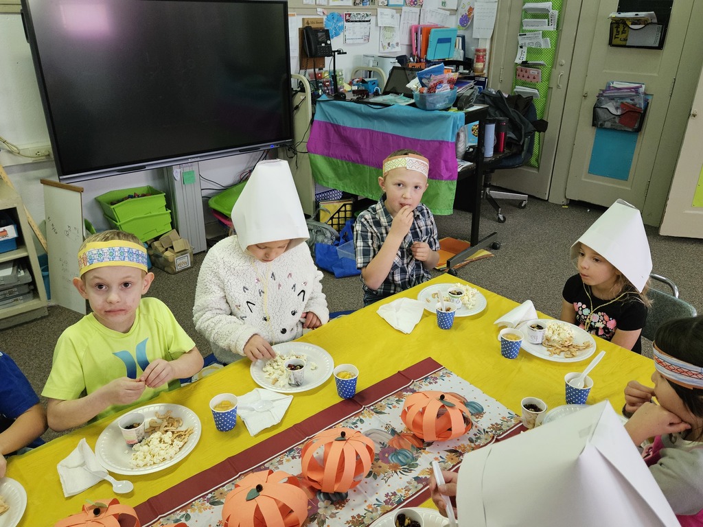 students celebrating a feast