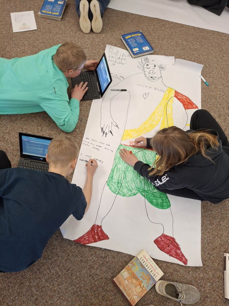 The 6th graders have been learning about the caste system in Ancient India! They traced each other and then created a character from each of the castes. 