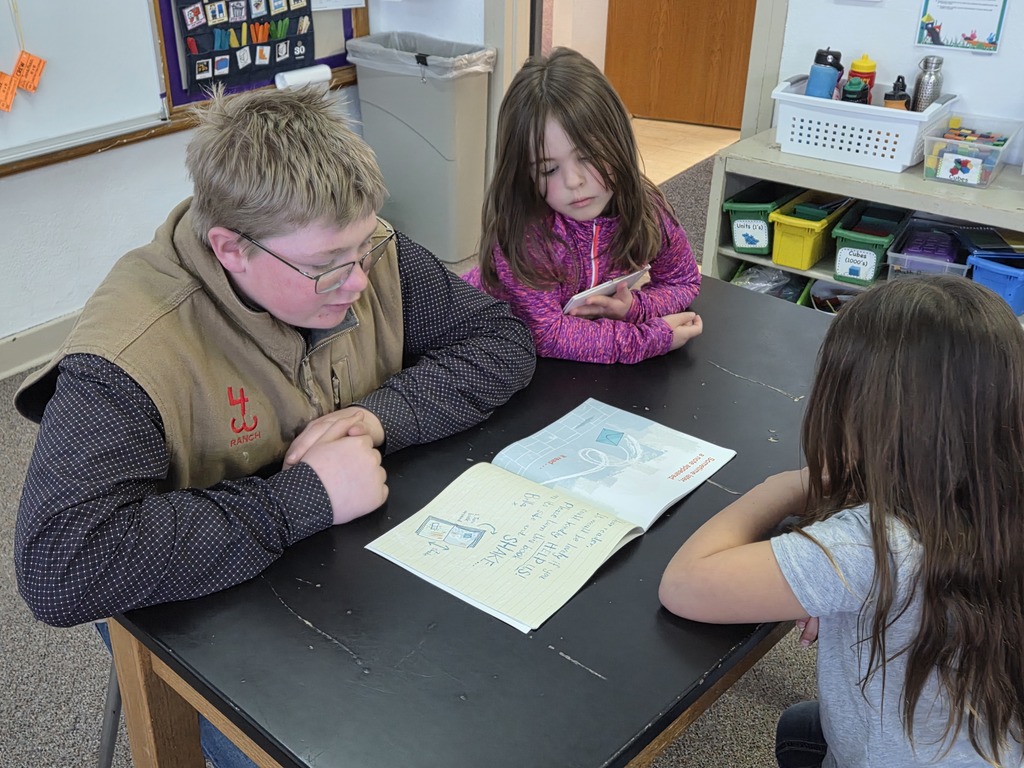 2 little girls and 1 middle school boys reading