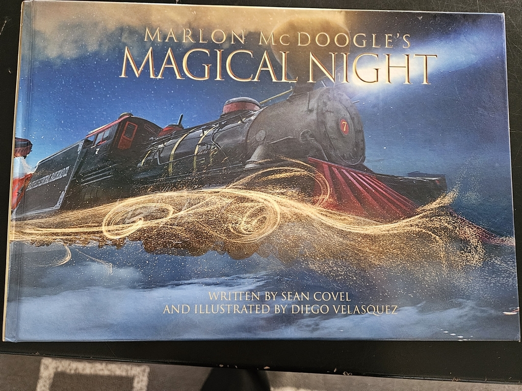Book cover with a magical train
