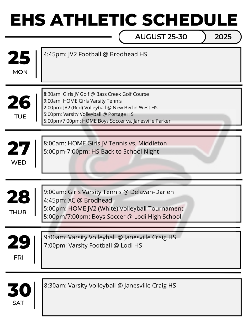 EHS Athletic Schedule