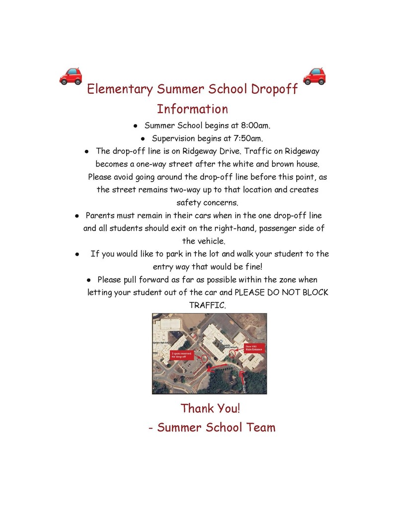 Elementary Summer School Dropoff Information