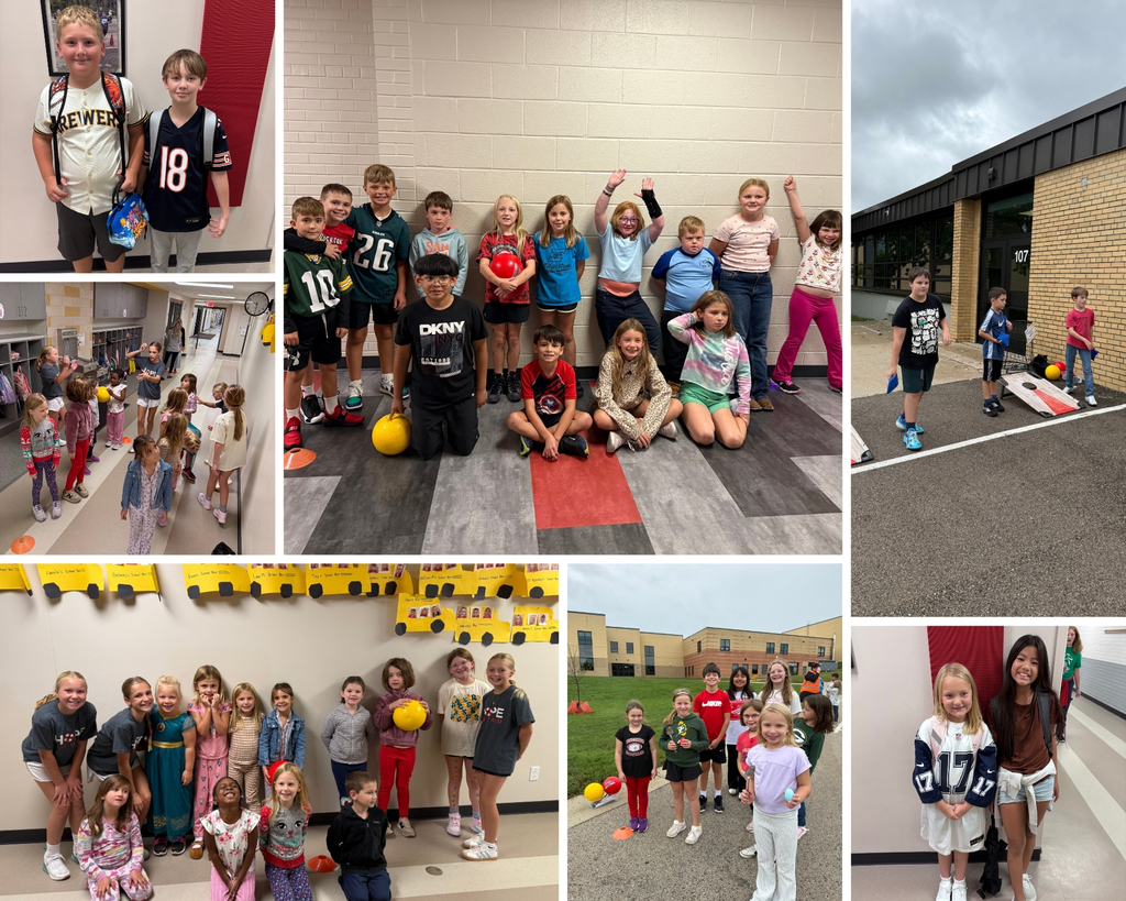 Collage of children posing and participating in indoor and outdoor school activities.