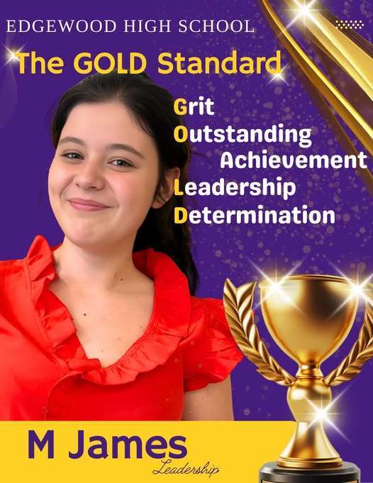 Congratulations to M James for being selected for the GOLD Standard Award in Leadership! 🏆 She has stepped up as a true Bulldog leader by choosing to sit beside a classmate who was struggling in class. She has been helping with directions, group work, and staying on task — showing kindness, patience, and initiative every step of the way. Her positive attitude, strong work ethic, and natural leadership skills are making a big impact in class. Way to set the Gold Standard, M James! 💜💛 #GoldStandard #BulldogPride #StudentLeadership