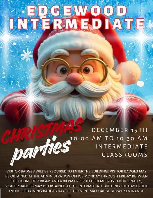 Intermediate Christmas Parties - make sure you grab your Visitor Badges early!