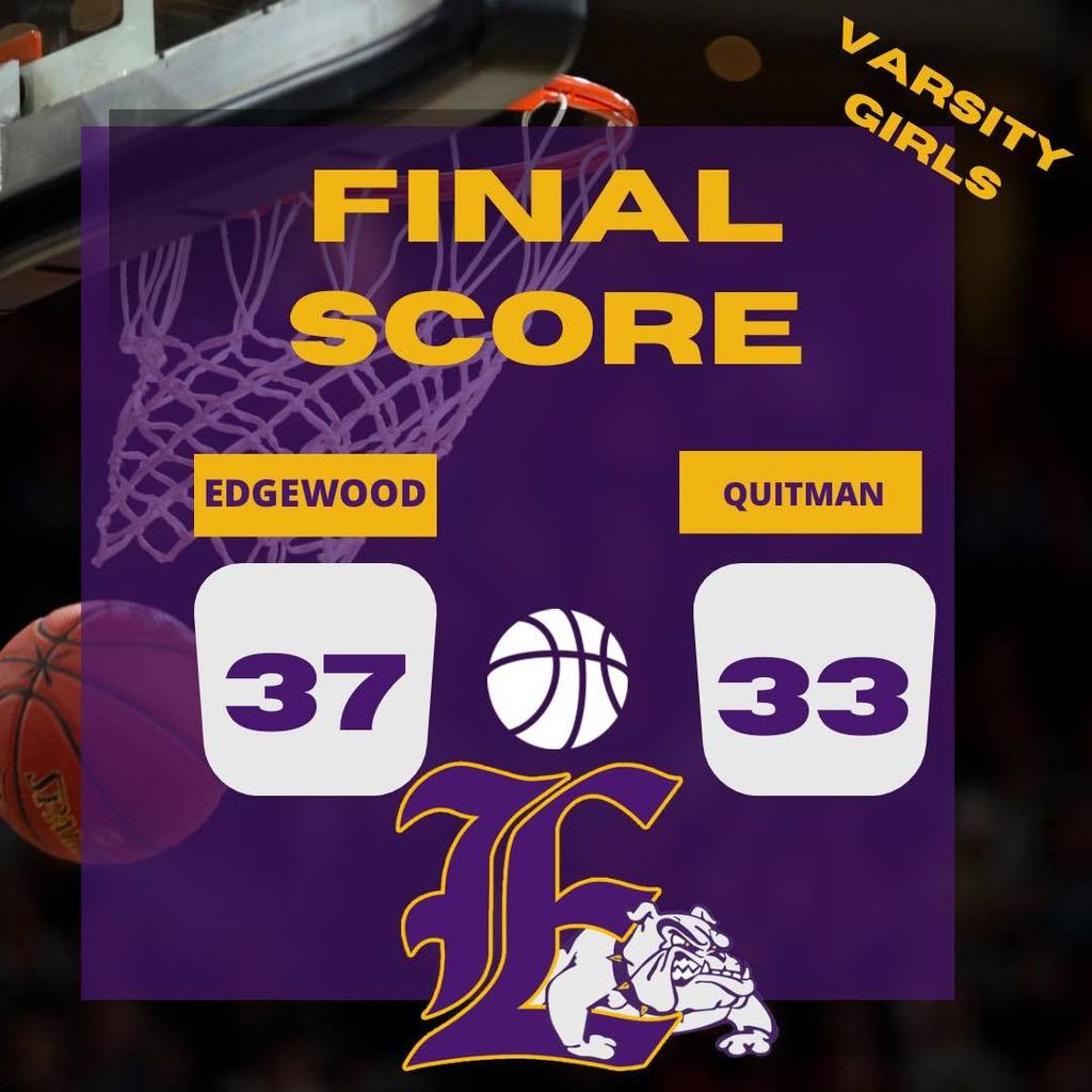 December 19 Basketball Results: Varsity Boys: Edgewood 50, Quinlan 38 Varsity Girls: Edgewood 37, Quitman 33 JV Girls: Edgewood 24, Quitman 12