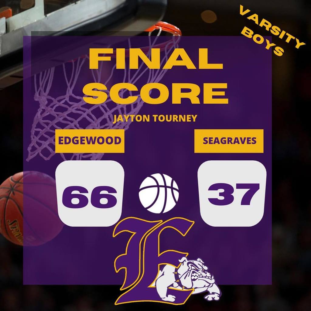 Dec 29 Game Results: Varsity Boys, Jayton Tourney: Edgewood 66, Seagraves 37 Varsity Girls, Aggieland Tourney: Edgewood 40, Flatonia 57 Varsity Girls, Aggieland Tourney: Edgewood 41, Bridge City 69