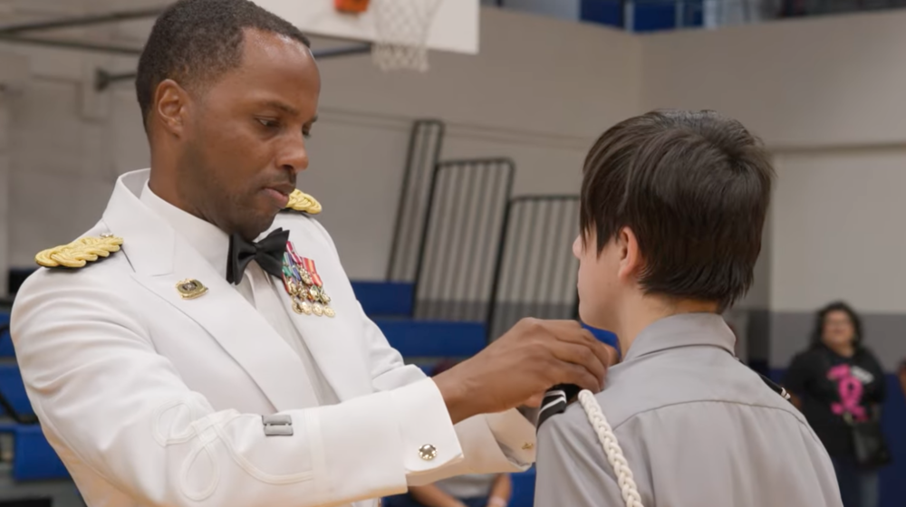 JROTC student and Capt. Cato