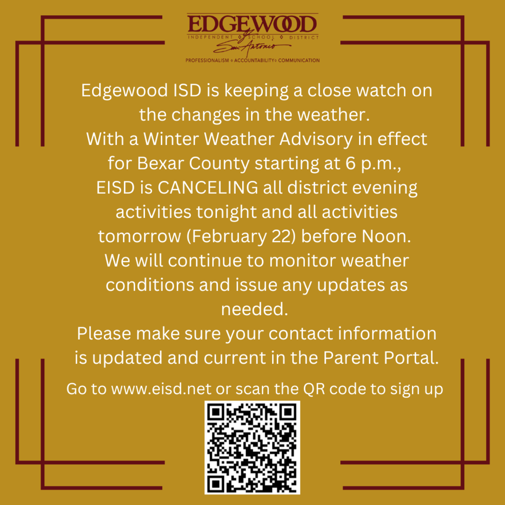 EISD activities canceled due to Winter Weather Advisory