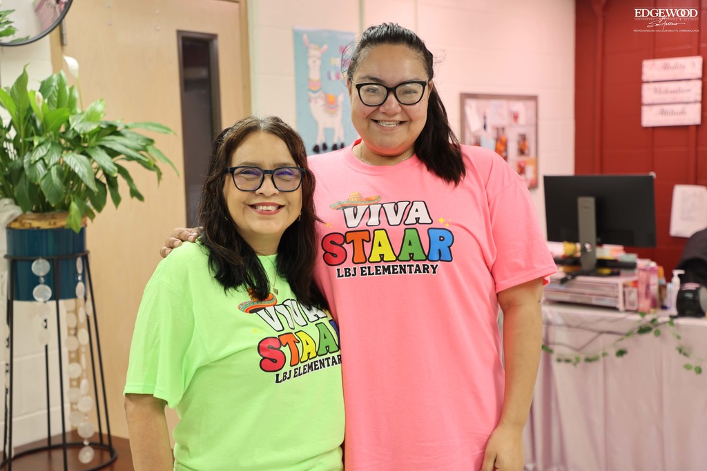 LBJ front office staff showing support for students on STAAR testing day