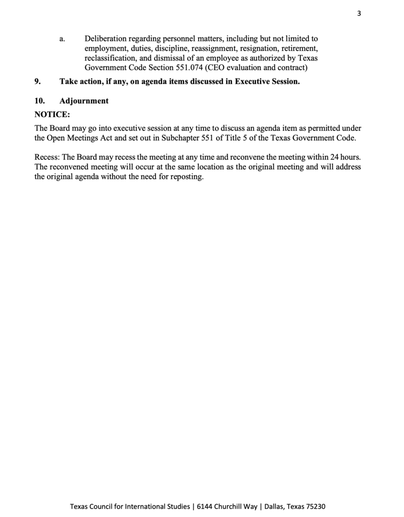 TCIS meeting agenda
