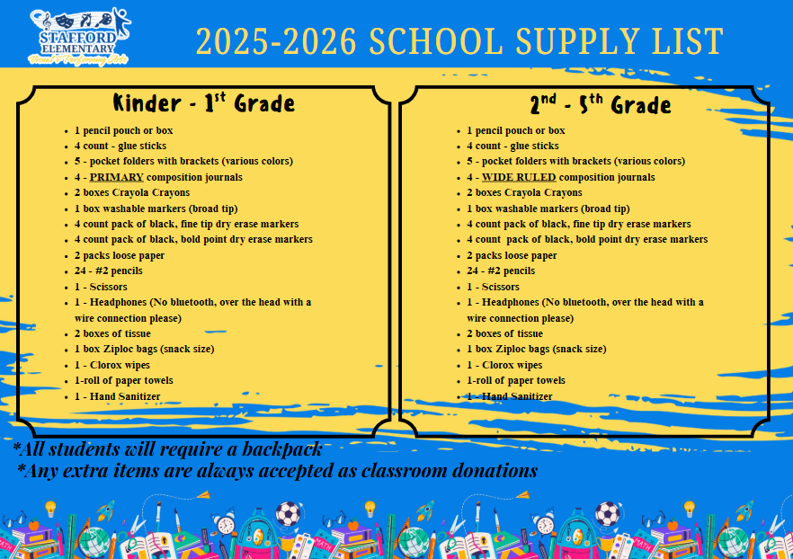 SVPA School Supply List