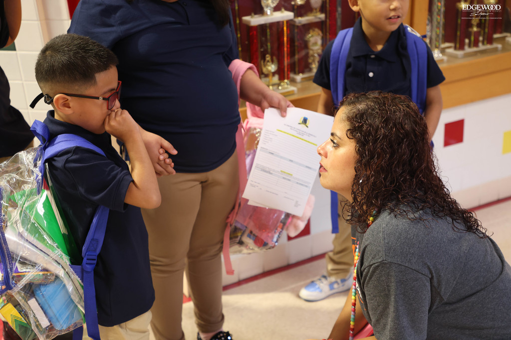 Student head to class for the first day at Roosevelt Dual Language Academy