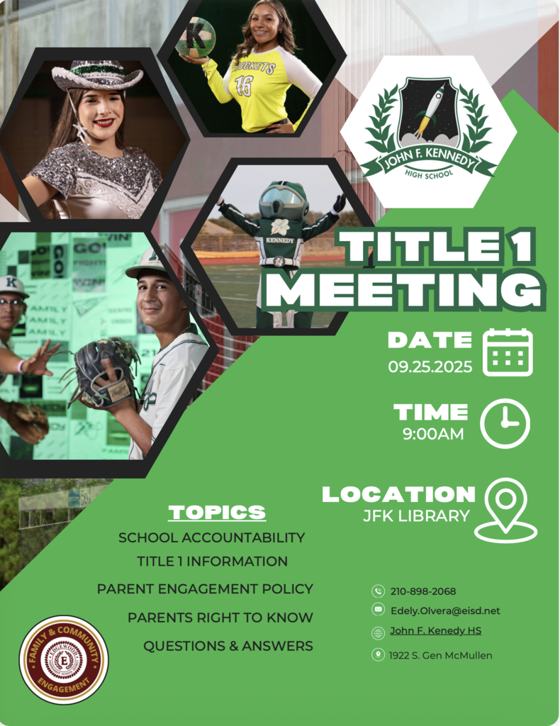 JFK Title 1 Meeting on September 25 at 9 a.m. 
