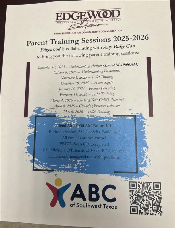 Parent Training Sessions 2025-2026