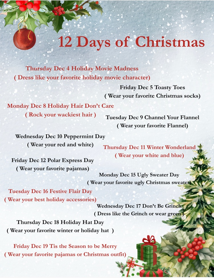 Join us for the 12 Days of Christmas Spirit!