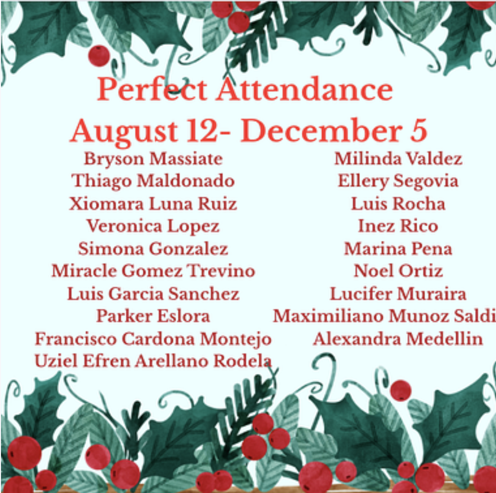 Cardenas Perfect Attendance