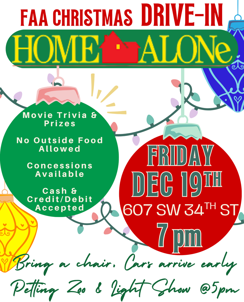 drive in movie fundraiser for Class of 2026, 7pm Friday Dec 19. Movie is Home Alone