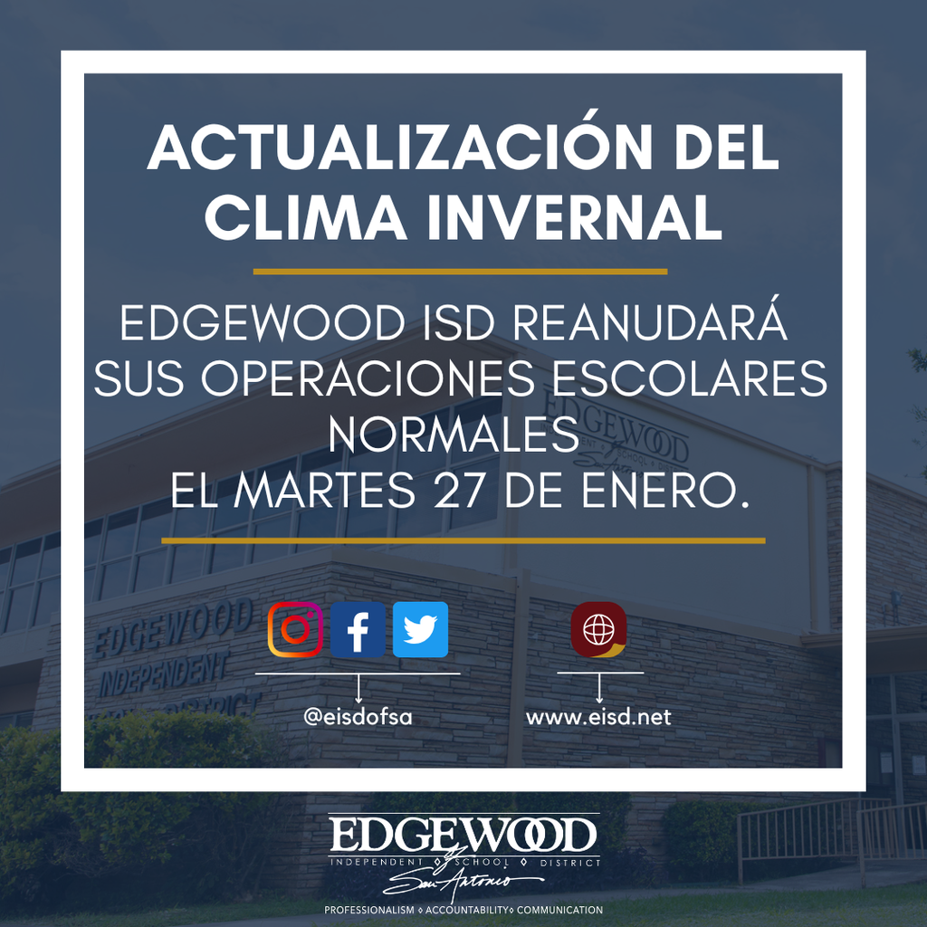 EISD normal operations resume January 27