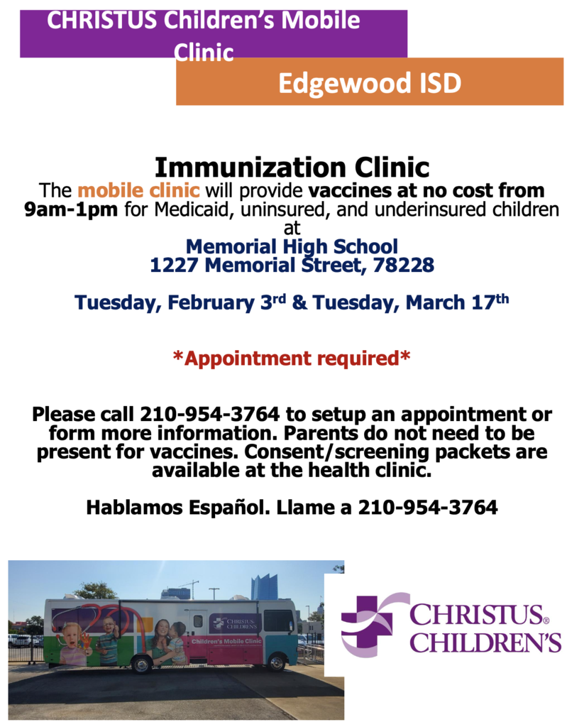 MHS immunization clinic Feb. 3 & Mar. 17