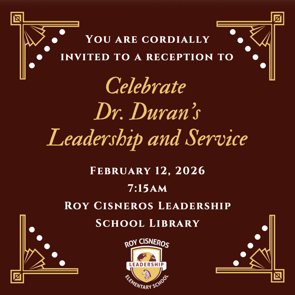 Join us for a reception honoring Dr. Duran's leadership & service to the RCLS community, this Thursday at 7:15 a.m. 