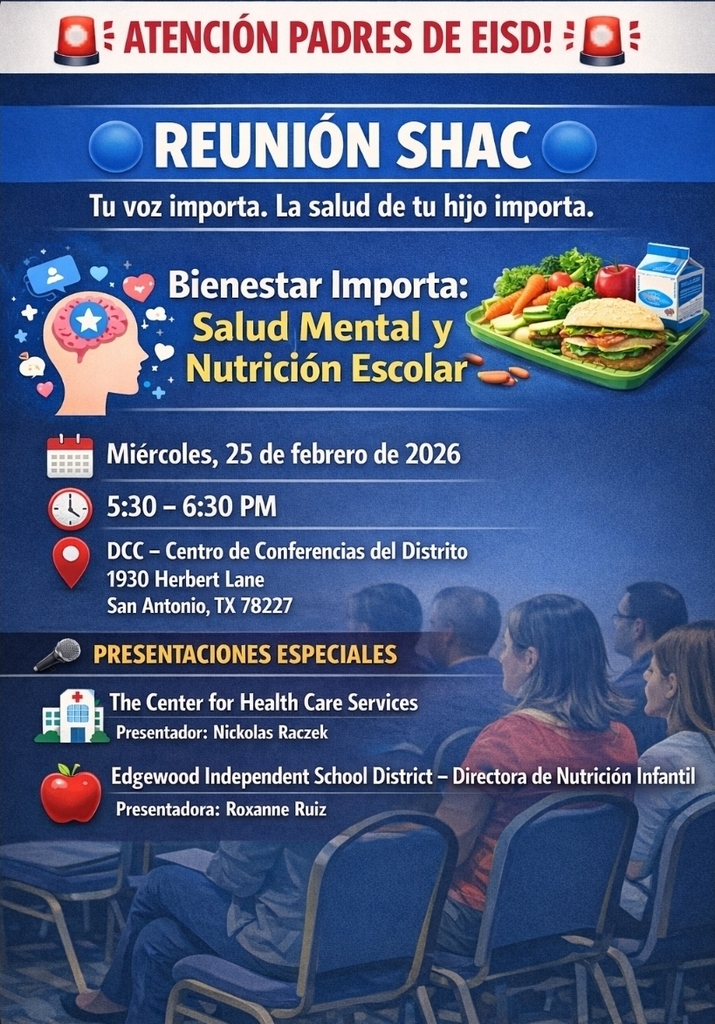 SHAC Meeting information. February 2026 at the EISD DCC, 5:30 p.m.