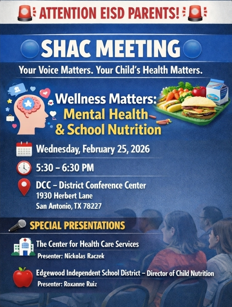 SHAC Meeting information. February 2026 at the EISD DCC, 5:30 p.m.