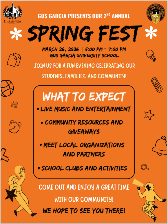 Mark Your Calendars! 2nd Annual Spring Fest March 26 from 5 - 7 PM Back parking lot Live Music, Free Resources, and Concessions! We will see you there!