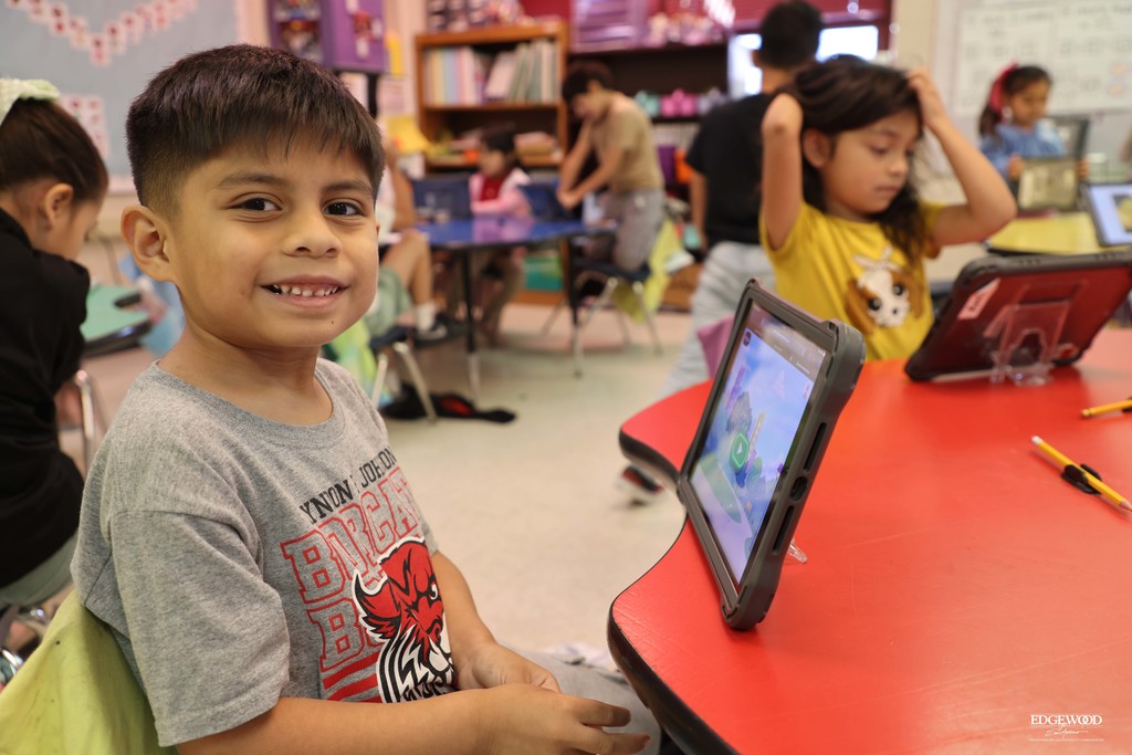 Student smiles at LBJ