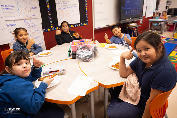 Children eating together and socializing 