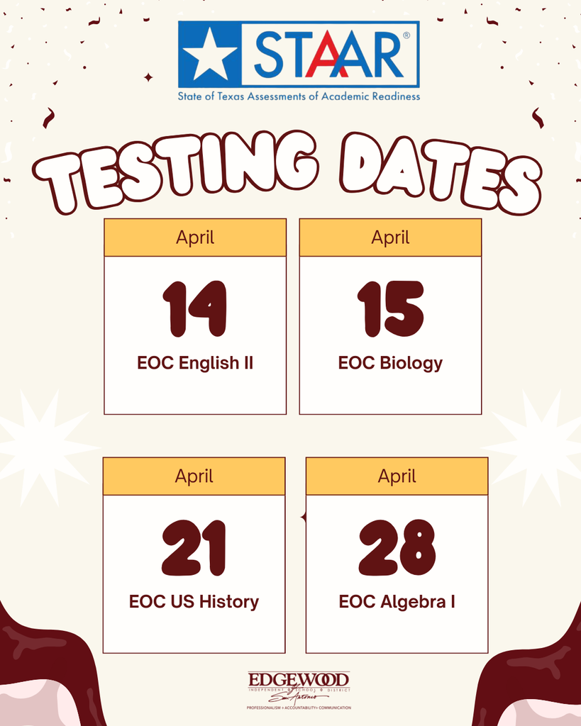 High School STAAR Testing Dates