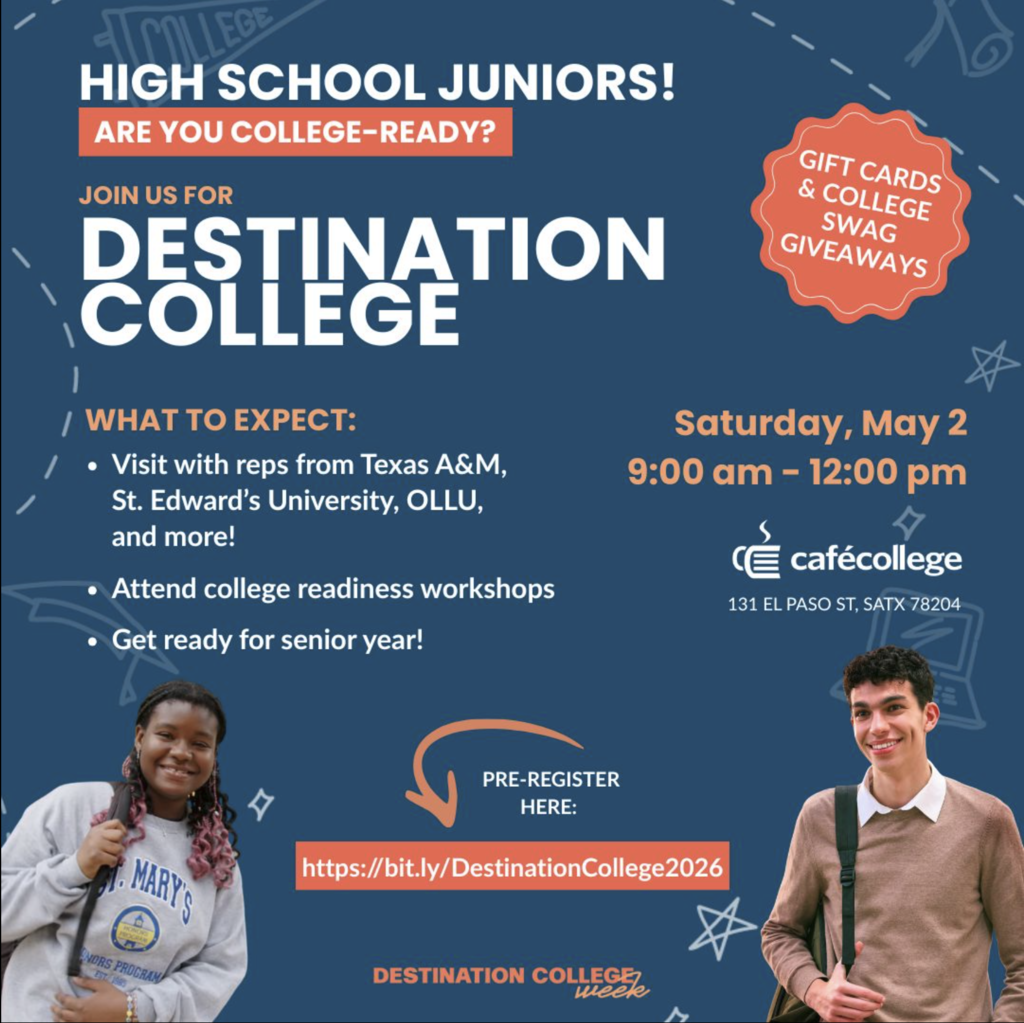 Destination College for High School Juniors, May 2 at 9 a.m. 