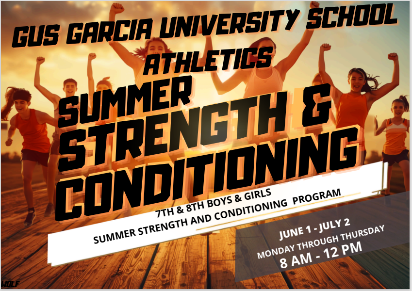 💪🔥 Strength & Conditioning Program is here! 🔥💪 Join us at Gus Garcia University School for an exciting summer of training, fitness, and athletic development! 🏋️♂️🏃♀️ 📅 June 1 – July 2: Monday - Thursday ⏰ 8:00 AM – 12:00 PM 📍 Gus Garcia University School Gym Build strength, improve conditioning, increase speed and agility, and stay active this summer with our dedicated coaches and athletes! Open to 7th & 8th students with physicals on file that are ready to work hard and get better every day. Let’s make this summer count! 💯 #StrengthAndConditioning #SummerTraining #GusGarciaUniversitySchool #AthleteDevelopment #SummerCamp #TrainHard