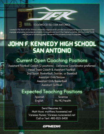 JFK Hiring Coaches and Students