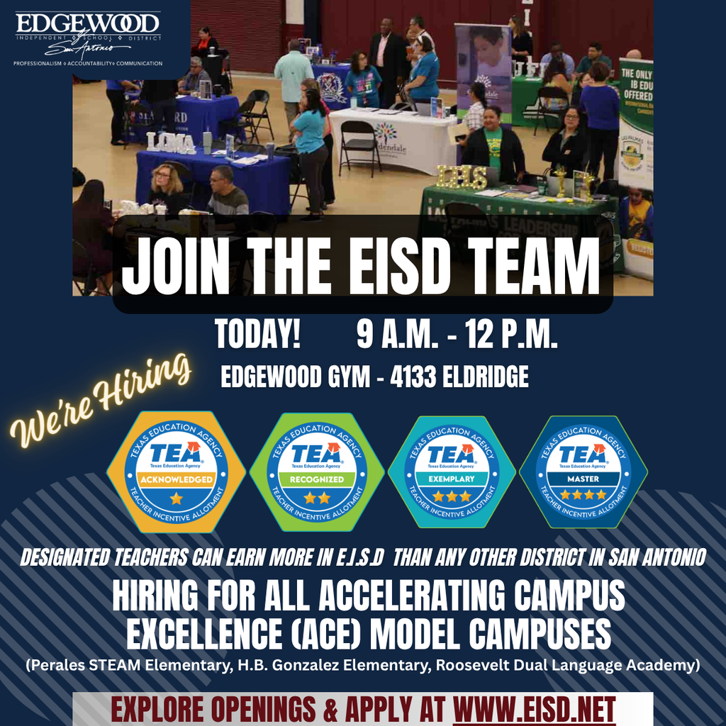 EISD Job Fair June 2, 2026 from 9 a.m. to Noon at Edgewood Gym 4133 Eldridge