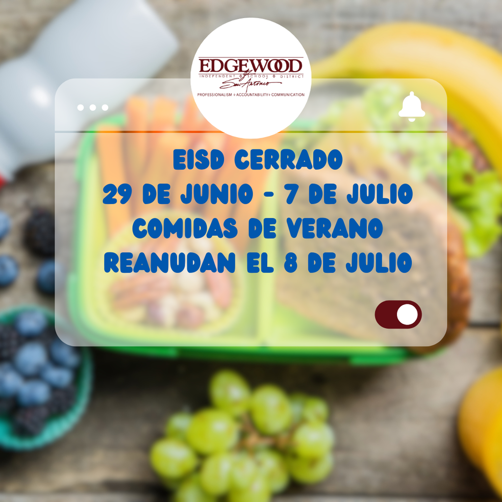 No summer meals June 29 - July 7